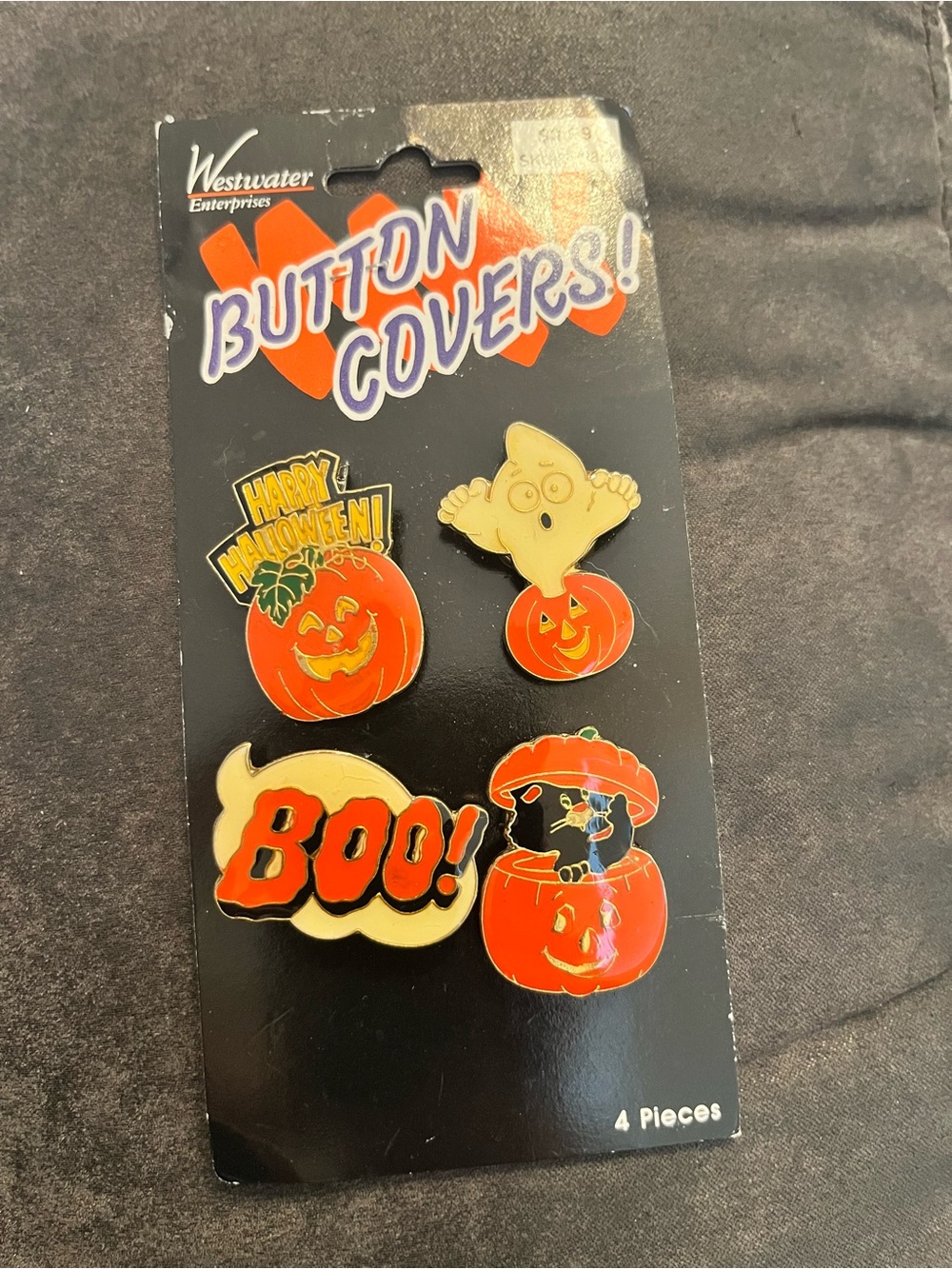 Westwater 1983 Halloween Pumpkin & Ghost Button Covers - Orange/Yellow